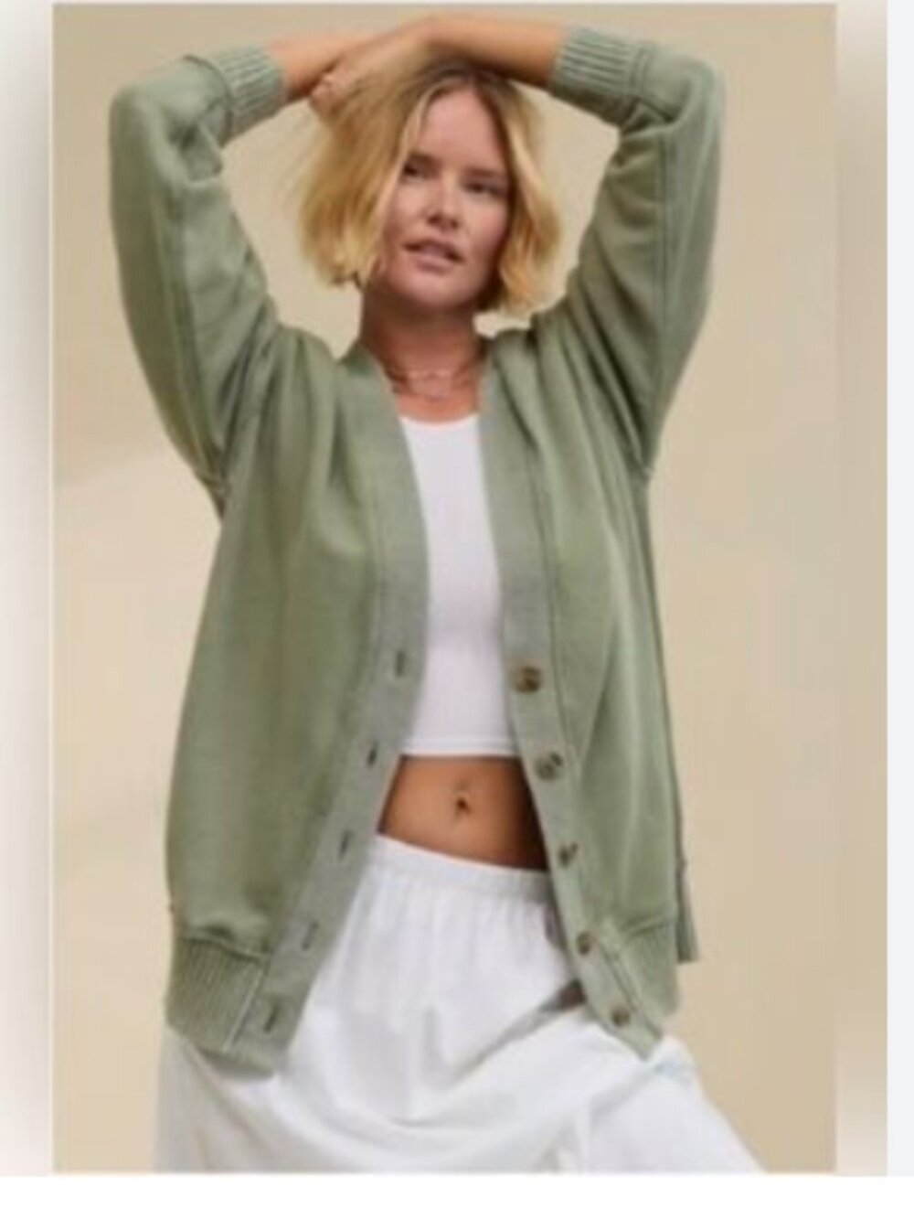 Aerie oversized fleece cardigan Olive Sage Green Size XS